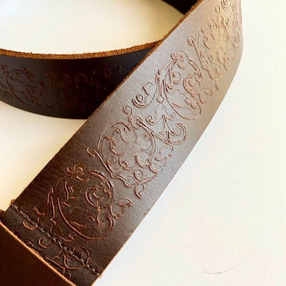 Pronto Tooled Leather Brown belt 42 - Picture 3 of 7